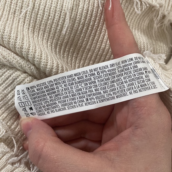 Forever 21 Plus ivory Frayed Sharkbite Sweater Dress size 0X (or regular sz 12) - Picture 10 of 12